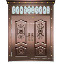 Double Leaf Decorative Window Exterior Steel Copper Glass Door (W-GB-03)